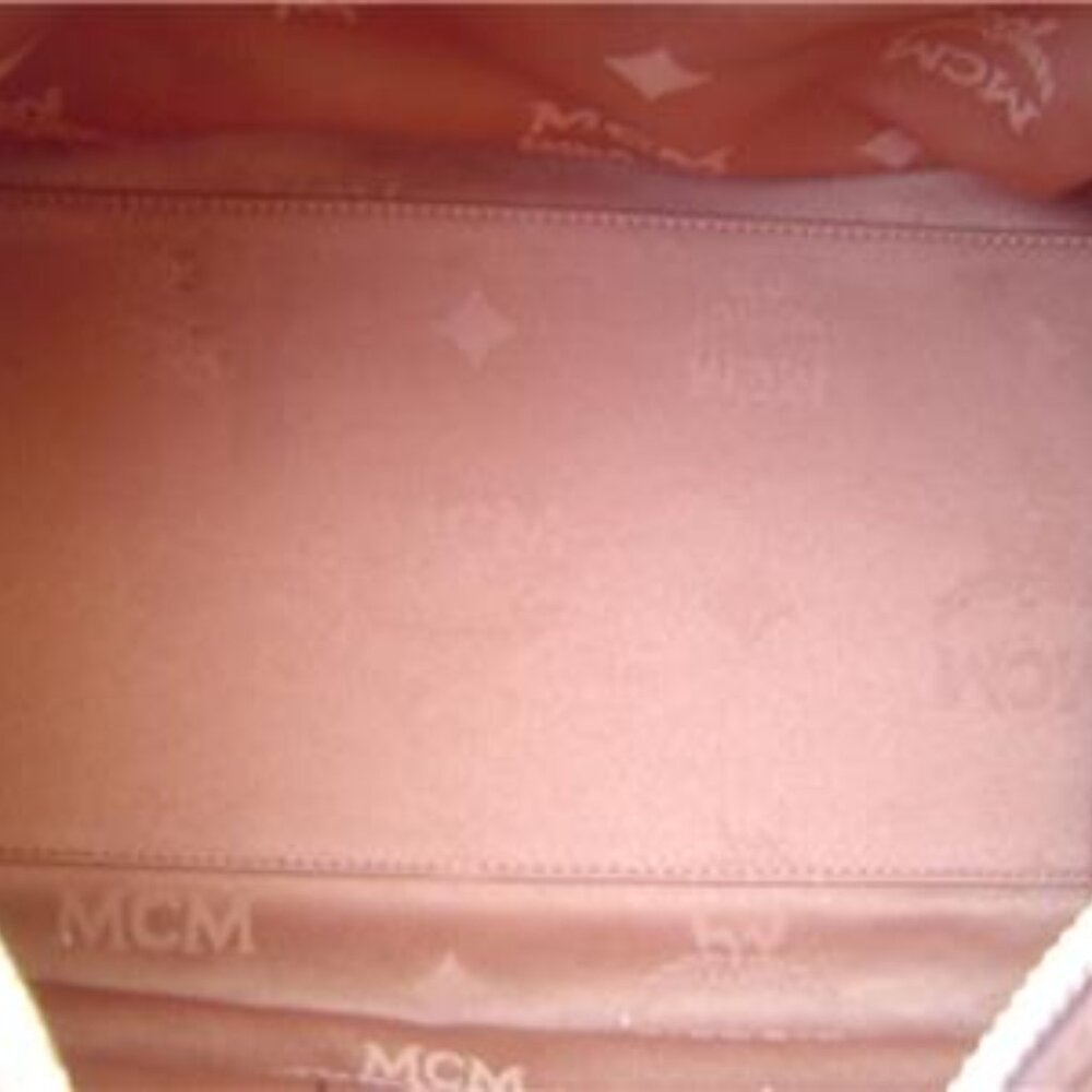 AUTHENTIC MCM COGNAC SIGNATURE LEATHER SMALL SATCHEL WITH KEYCHAIN EUC - Picture 15 of 16